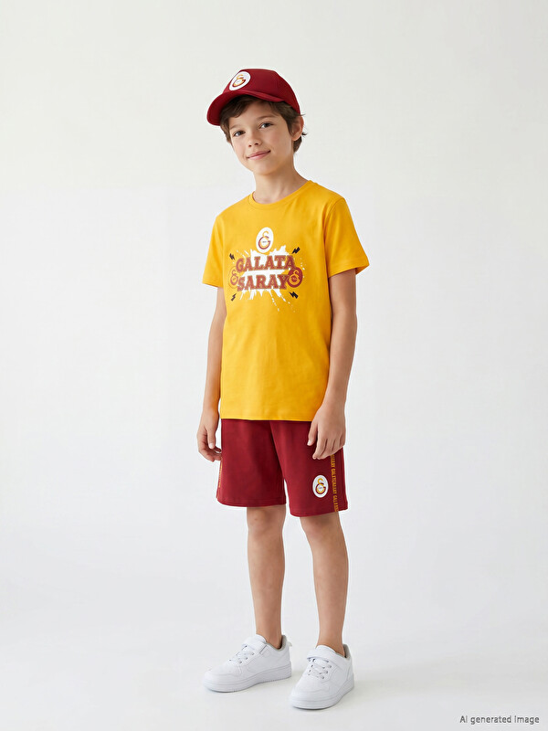 LCW Kids Galatasaray Baskılı Erkek Çocuk Şortlu Pijama Takımı
