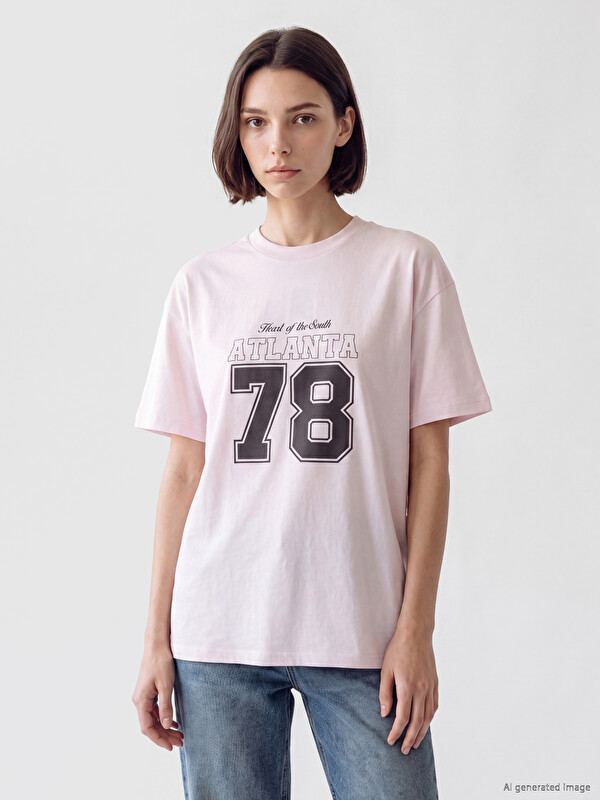 LCW Modest Printed %100 Cotton Women's T-Shirt