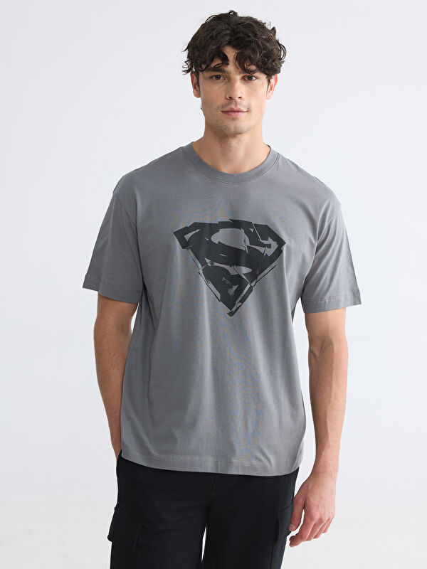 XSIDE Bisiklet Yaka Superman Baskılı Erkek Tişört
