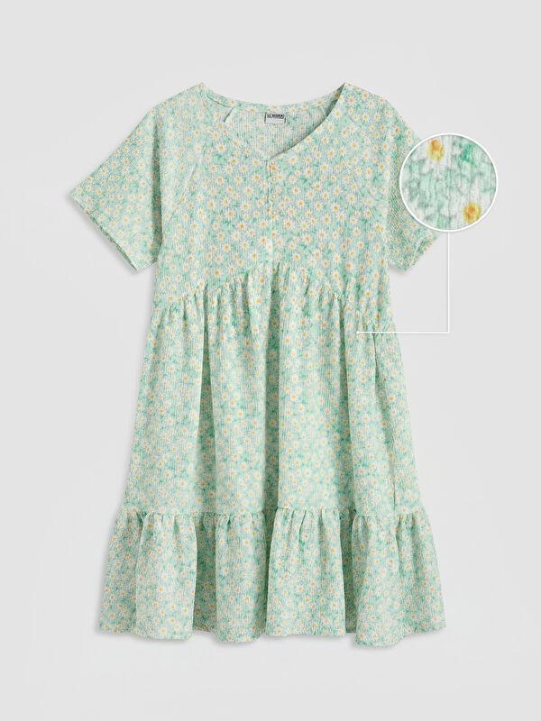 LCW Kids V Neck Floral Girls' Dress