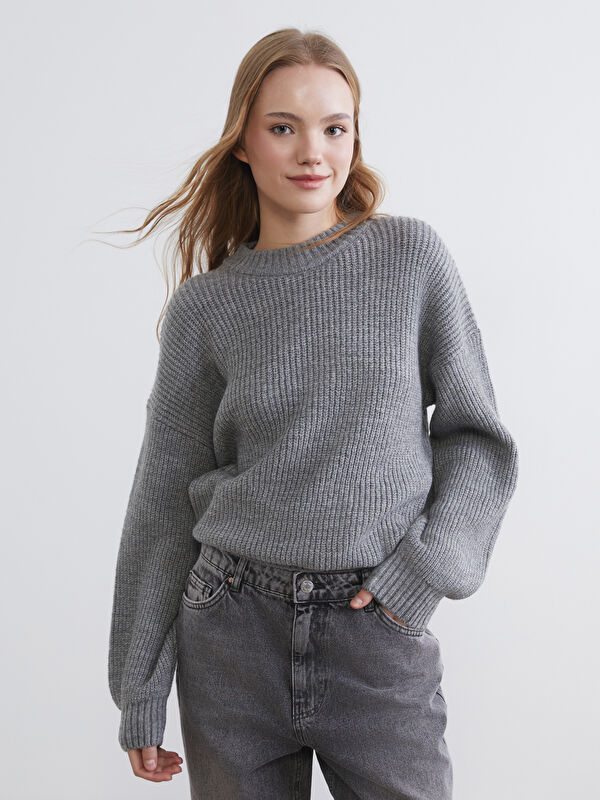 XSIDE Damen Oversize-Strickpullover mit Rundhalsausschnitt