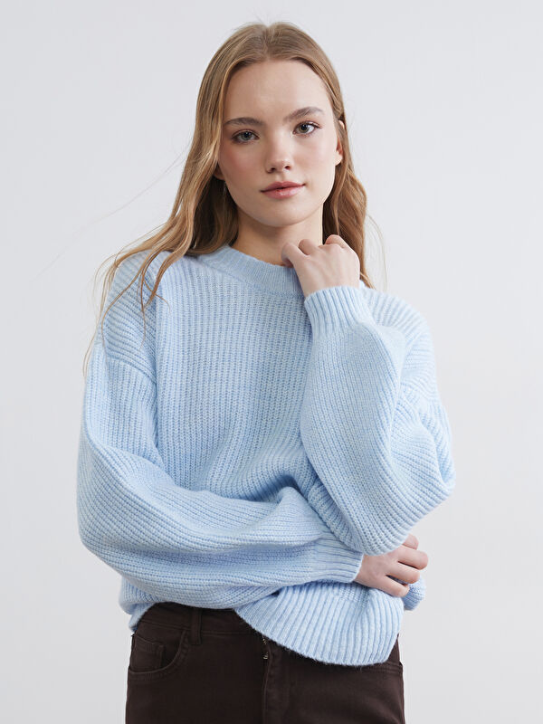 XSIDE Damen Oversize Strickpullover mit Rundhalsausschnitt