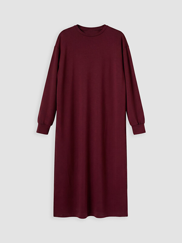 LCW Modest Bisiklet Yaka Yırtmaçlı Sweat Elbise