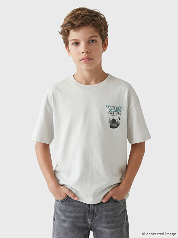 LCW Kids Bisiklet Yaka Baskılı Erkek Çocuk Tişört