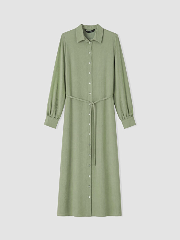 LCW Modest Dokulu Kuşaklı Gömlek Elbise