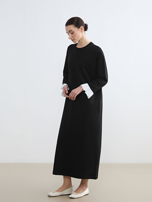 LCW Modest Bisiklet Yaka Sweat Elbise