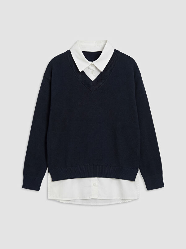 LCW Kids Polo Collar Shirt Look Girls' Knitwear Sweater