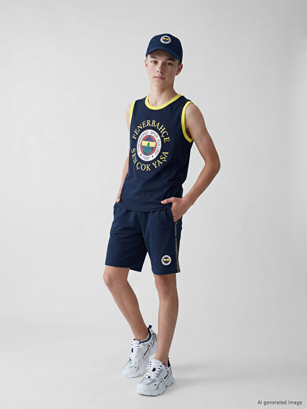 LCW Kids Fenerbahçe Baskılı Erkek Çocuk Şortlu Pijama Takımı