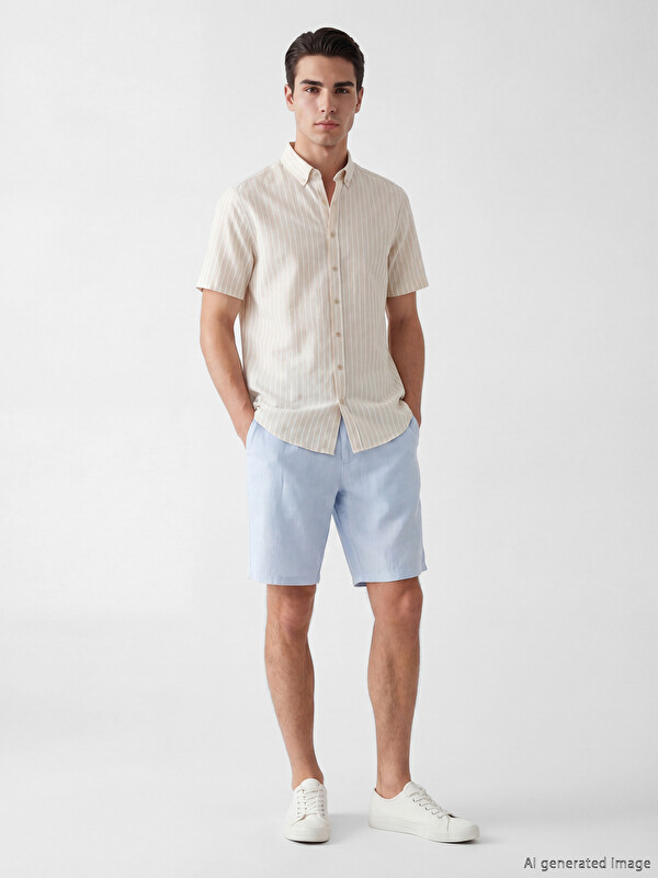 SOUTHBLUE Regular Fit Linen Blend Men's Shorts
