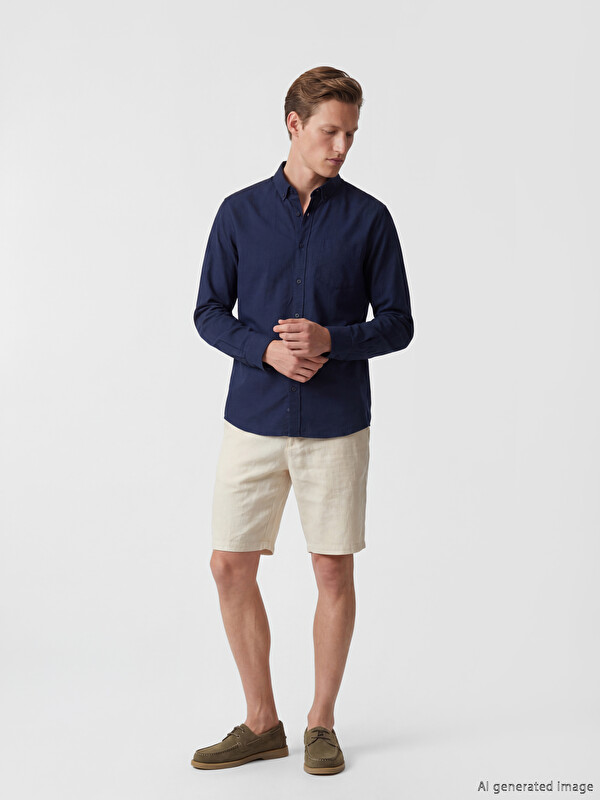 SOUTHBLUE Regular Fit Linen Blend Men's Shorts