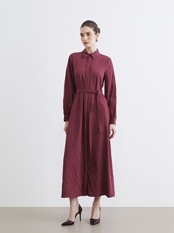 LCW Modest Kuşaklı Modal Karışımlı Gömlek Elbise	