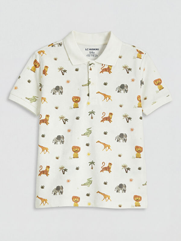 LCW Kids Polo Yaka Desenli Erkek Çocuk Tişört