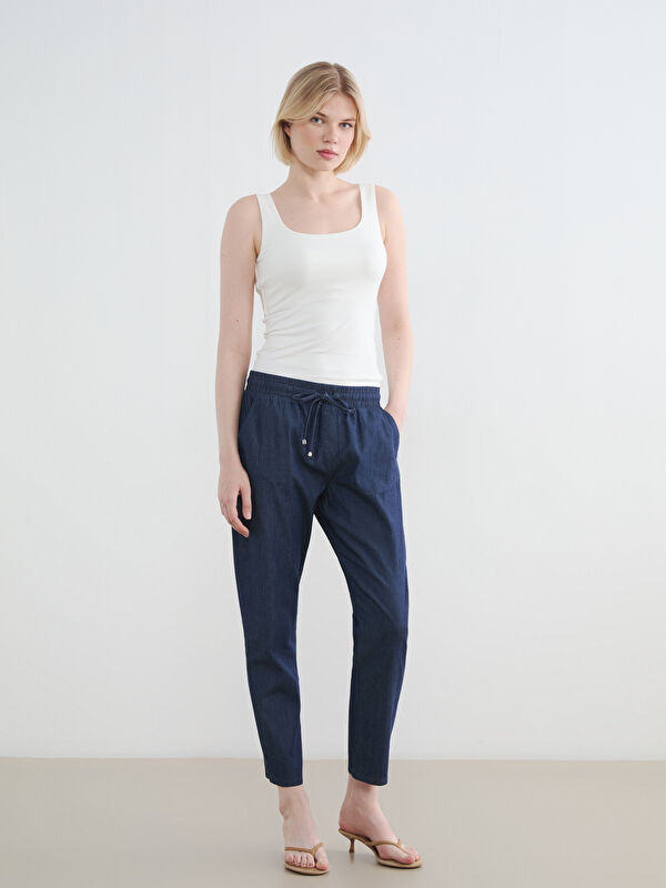 LCWAIKIKI Classic Beli Lastikli Carrot Fit Kadın Jean Pantolon