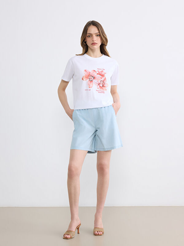 LCW EVERYDAY Elastic Waist Women's Jean Shorts