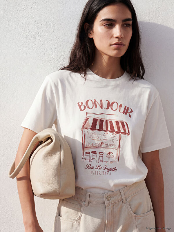 LCW Vision Paris Printed Oversize Women's T-Shirt