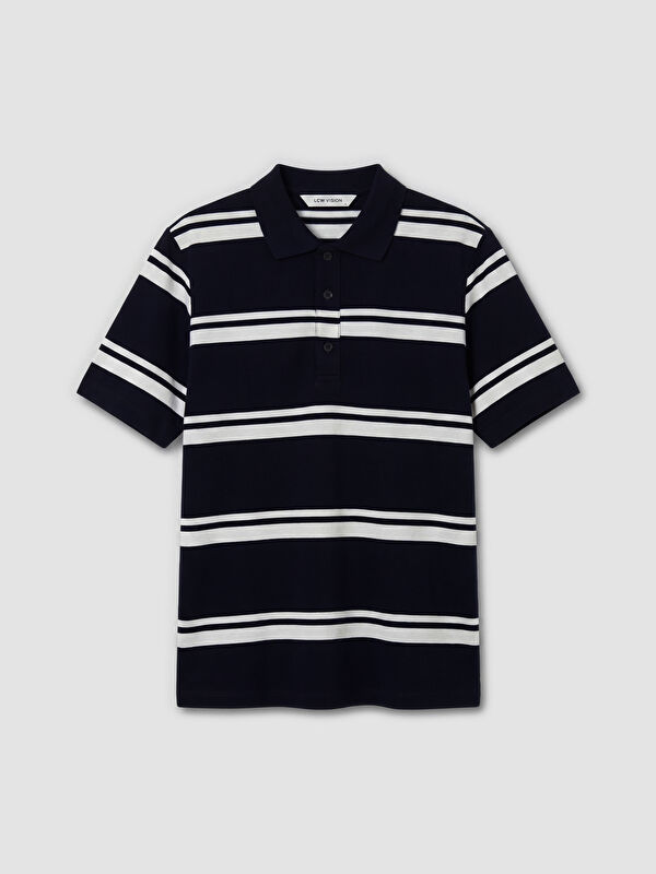 LCW Vision Gestreiftes Damen-T-Shirt mit Polokragen