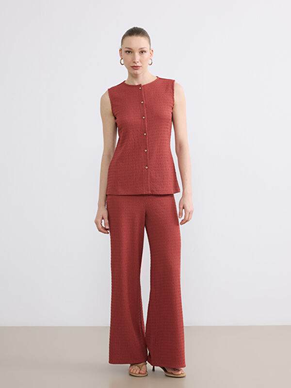 LCWAIKIKI Classic Elastic Waist Textured Women's Trousers