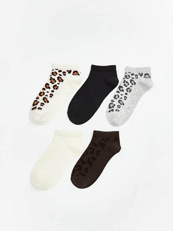 LCW DREAM Leopard Print Women's Ankle Socks - Set of 5