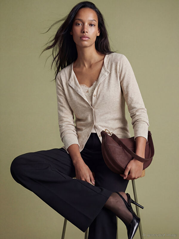LCW STUDIO Lace-Trimmed Bodysuit with a Round Neckline