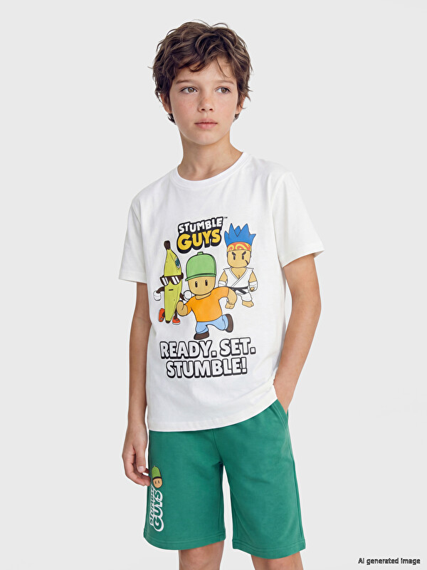 LCW Kids Футболка для мальчиков с принтом Stumble Guys