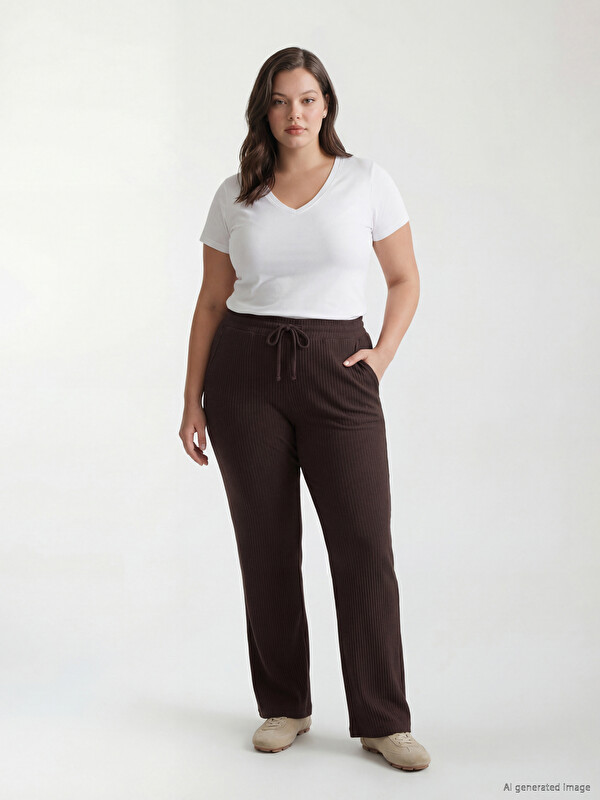 LCW Comfort Beli Lastikli Geniş Paça Kadın Eşofman Altı