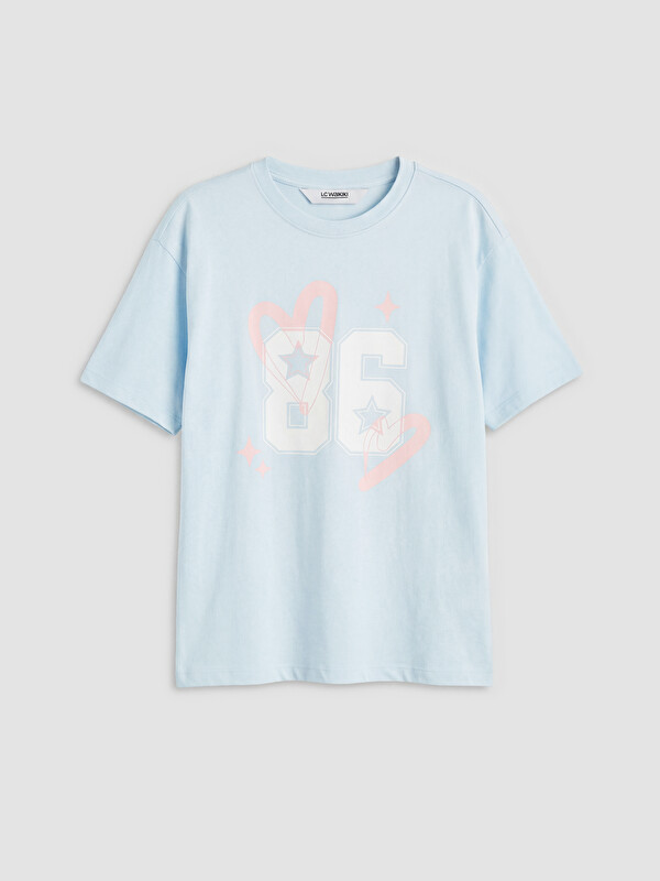 LCW Kids Loose Fit Crew Neck Printed Girls' T-Shirt