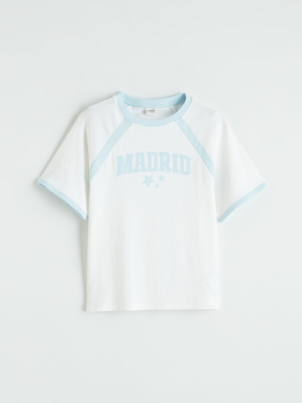LCW Kids Футболка для девочек с круглым вырезом и принтом «Madrid»