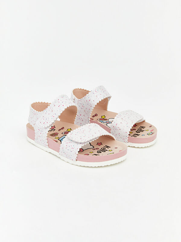 LCW STEPS Hello Kitty Baskılı Cırt Cırtlı Kız Bebek Sandalet