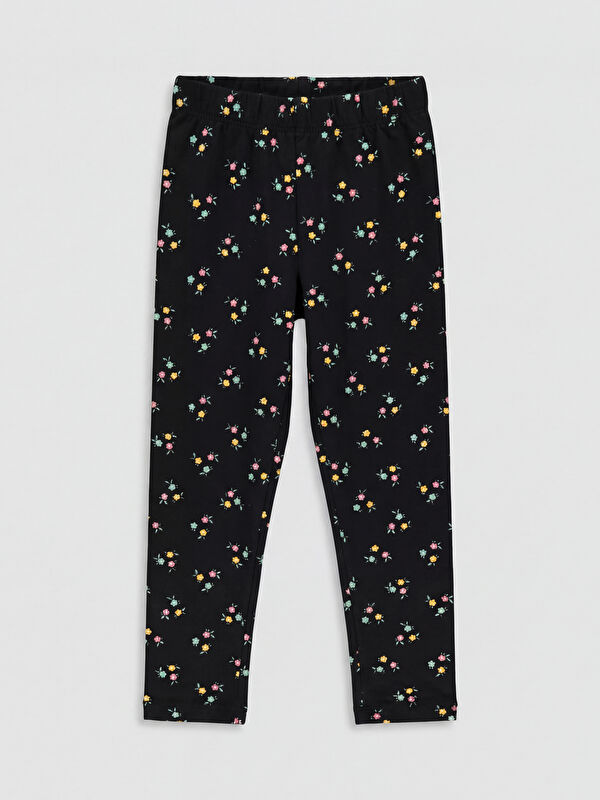 LCW Kids Cotton Floral Printed Girls' Long Leggings