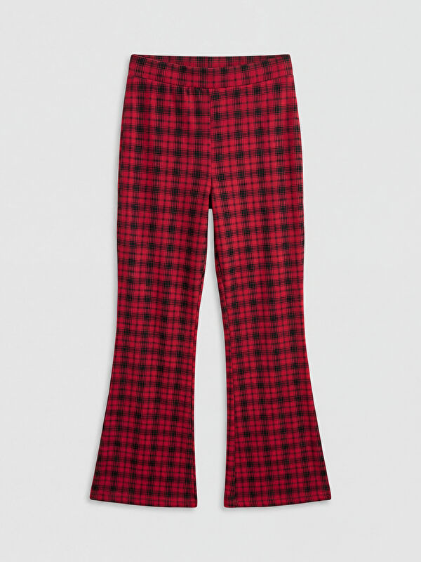 LCW Kids Plaid Patterned Girls' Flare Leggings Pants