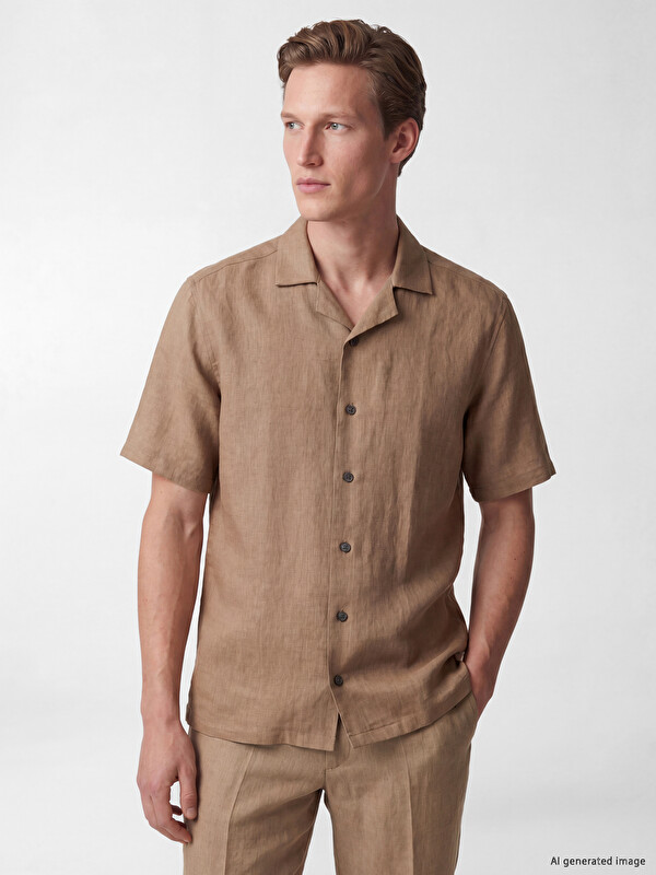 SOUTHBLUE Loose Fit %100 Keten Erkek Gömlek