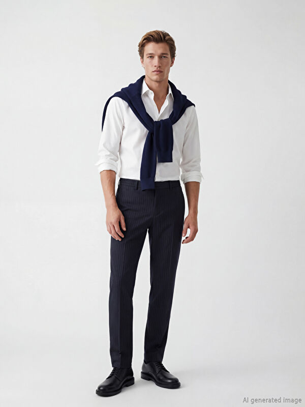 SOUTHBLUE Classic Fit Striped Men's Trousers