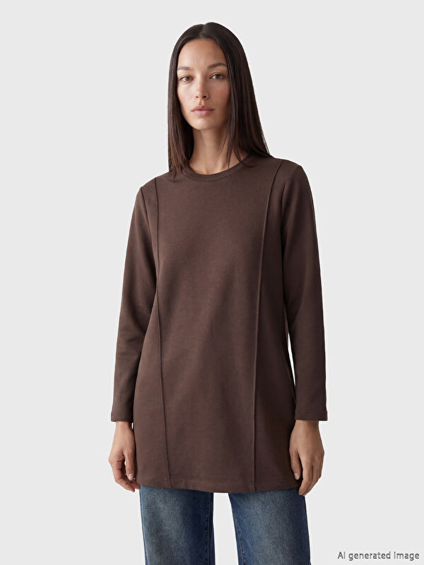 LCWAIKIKI Classic Bisiklet Yaka Kadın Sweatshirt Tunik	