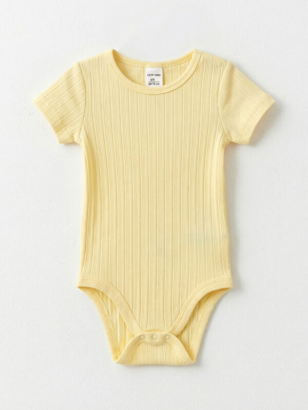 LCW baby Bisiklet Yaka Kız Bebek Çıtçıtlı Body