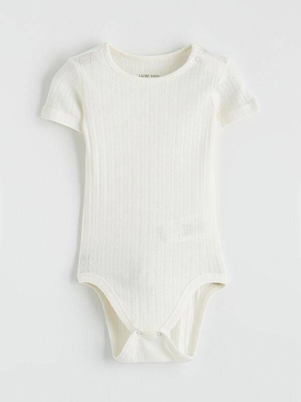 LCW baby Bisiklet Yaka Kız Bebek Çıtçıtlı Body