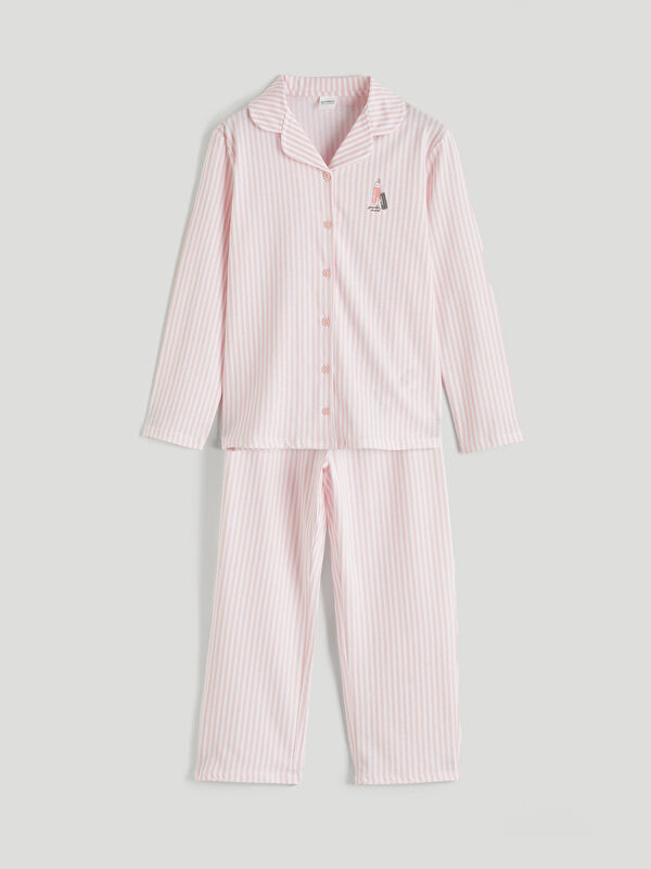 LCW Kids Gömlek Yaka Kız Çocuk Pijama Takım