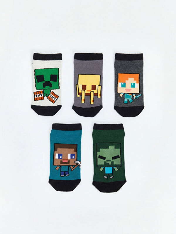 LCW Kids Erkek Çocuk Minecraft Baskılı 5'li Patik Çorap