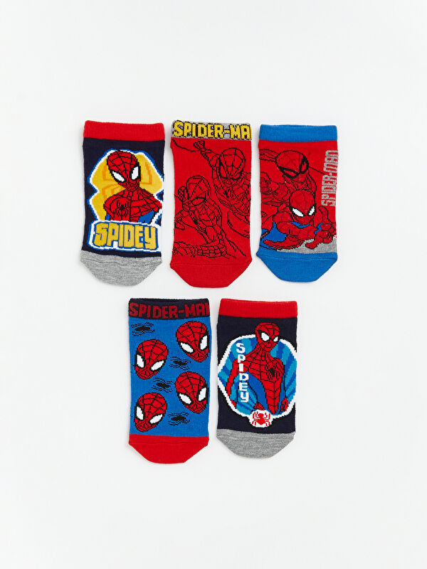 LCW Kids Spider-Man Baskılı Erkek Çocuk Patik Çorap 5'li