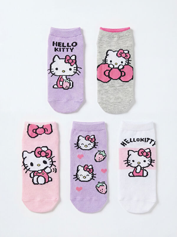LCW Kids Hello Kitty Baskılı Kız Çocuk 5'li Patik Çorap