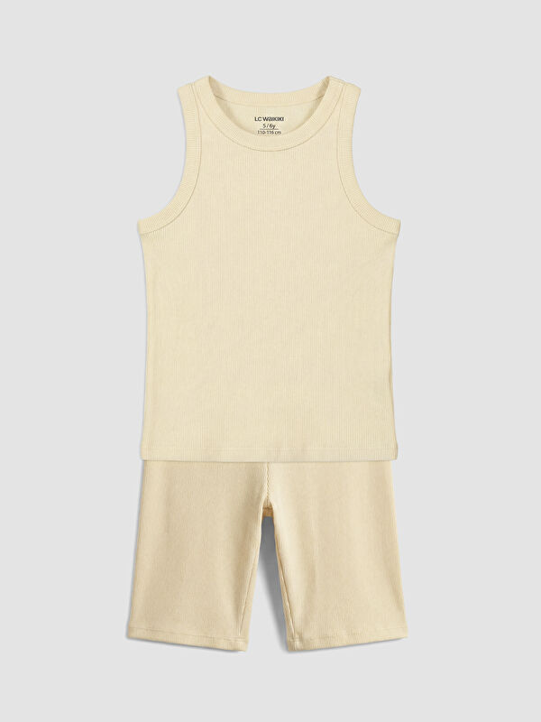 LCW Kids Ribbed Girls' Shorts Set