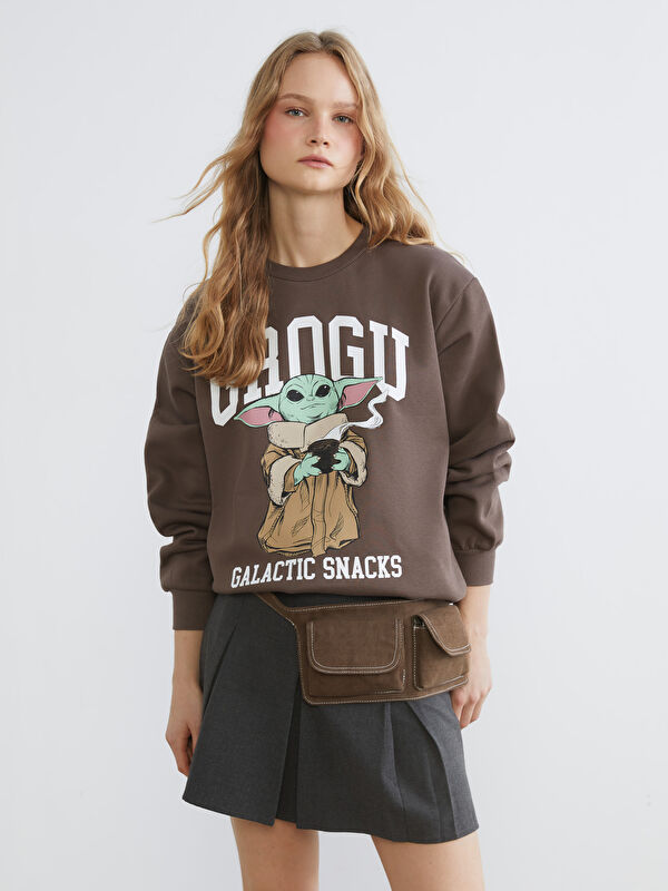 XSIDE Grogu Baskılı Oversize Kadın Kalın Sweatshirt