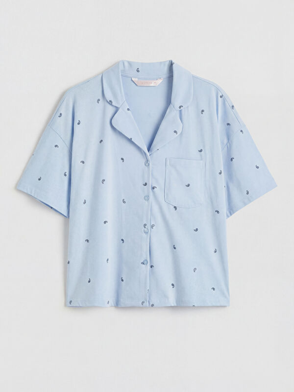 LCW DREAM Gömlek Yaka Desenli Kadın Pijama Üstü
