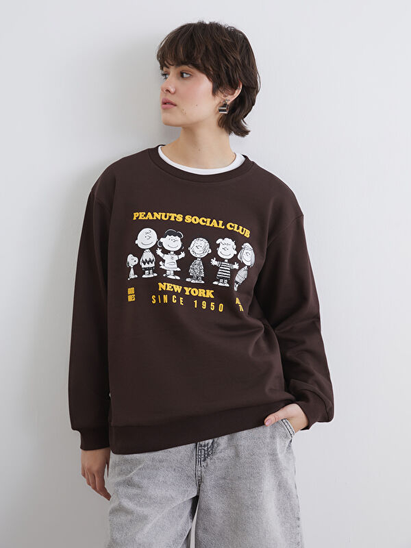 XSIDE Snoopy Baskılı Oversize Kadın Kalın Sweatshirt