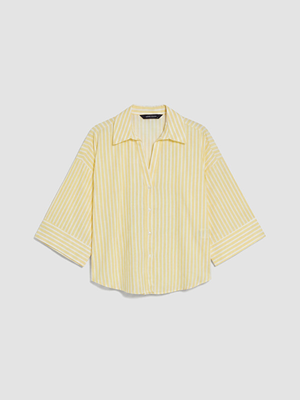 LCW Vision Çizgili Oversize Poplin Kadın Gömlek