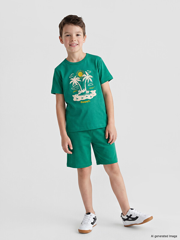 LC WAIKIKI Baskılı Erkek Çocuk Şortlu Pijama Takımı
