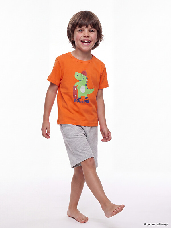 LC WAIKIKI Printed Boys' Shorts Pyjamas Set