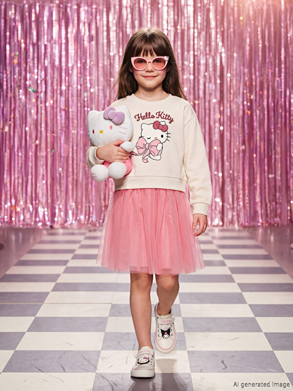 LCW Kids Hello Kitty Print Tutu Dress for Girls