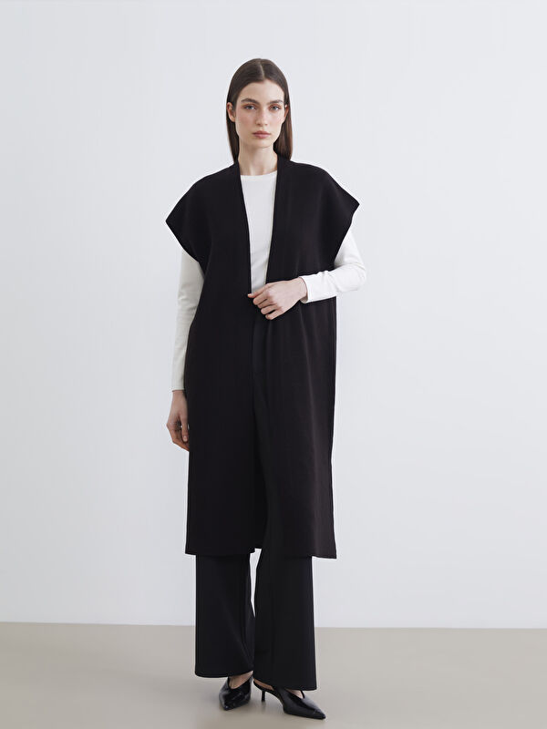 LCW Modest Şal Yaka Oversize Kadın Triko Yelek