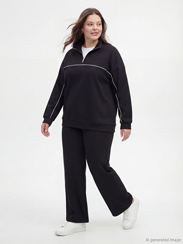 LCW Modest Dik Yaka Oversize Kadın Sweatshirt	