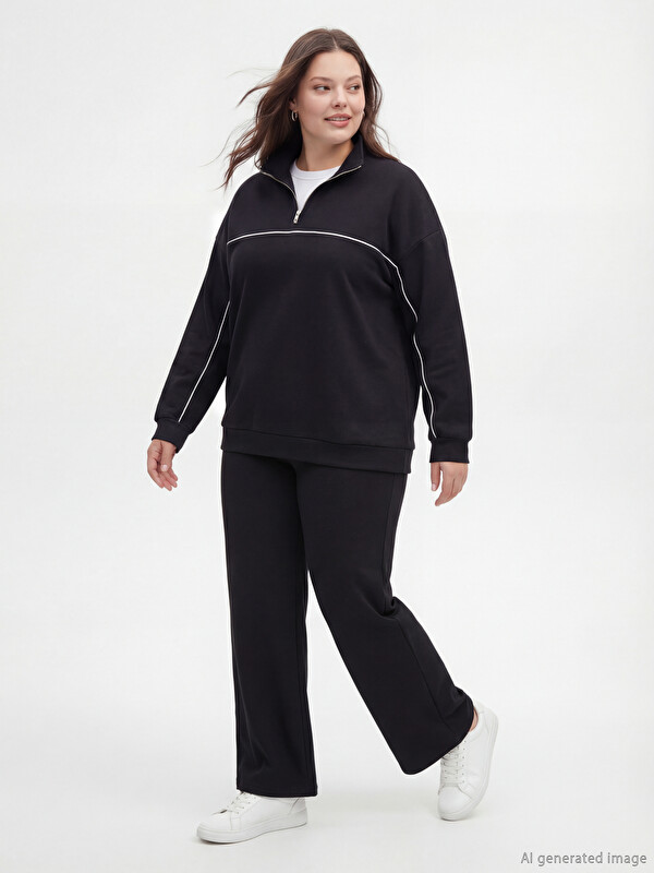 LCW Modest Dik Yaka Oversize Kadın Sweatshirt	